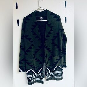 Frye Olive Green Patterned Cardigan Sweater (Medium)